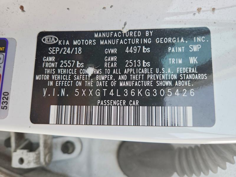 Aukcja sprzedaży 2019 Kia Optima, vin: 5XXGT4L36KG305426, numer aukcji: 50490376