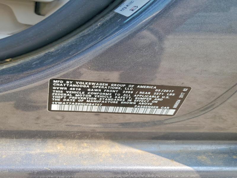 Продаж на аукціоні авто 2017 Volkswagen Passat, vin: 1VWAT7A36HC064757, номер лоту: 50879076