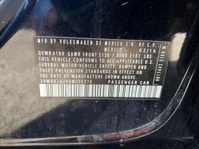 Продаж на аукціоні авто 2016 Volkswagen Jetta, vin: 3VWD67AJ9GM335214, номер лоту: 49009396