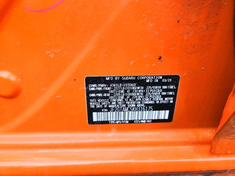 Aukcja sprzedaży 2019 Subaru Crosstrek, vin: JF2GTAMC5KH316175, numer aukcji: 50322636