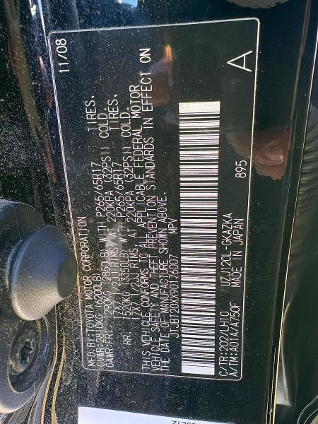 2009 Lexus Gx მანქანა იყიდება აუქციონზე, vin: JTJBT20XX90176007, აუქციონის ნომერი: 51164116