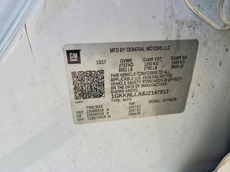 50749126 :رقم المزاد ، 1GKKNLLA8JZ147913 vin ، 2018 Gmc Acadia مزاد بيع