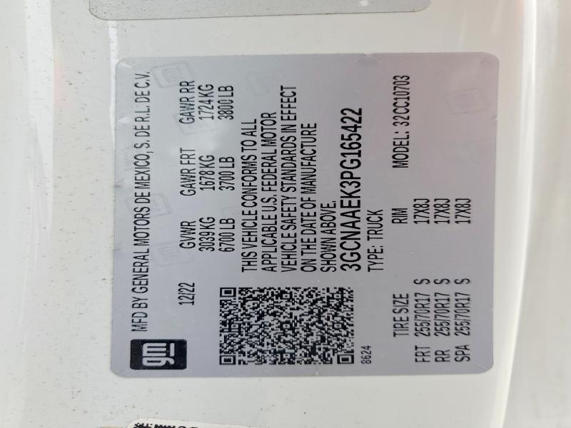 Продажа на аукционе авто 2023 Chevrolet Silverado, vin: 3GCNAAEK3PG165422, номер лота: 50752366
