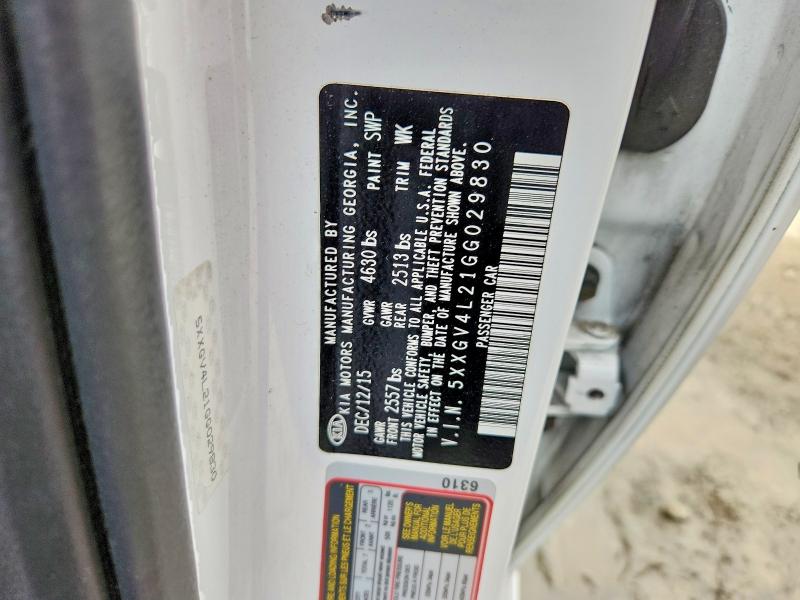 2016 Kia Optima მანქანა იყიდება აუქციონზე, vin: 5XXGV4L21GG029830, აუქციონის ნომერი: 51679386