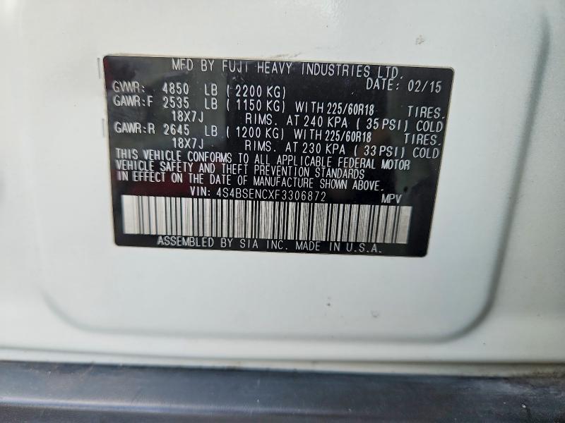 Продаж на аукціоні авто 2015 Subaru Outback, vin: 4S4BSENCXF3306872, номер лоту: 49958296