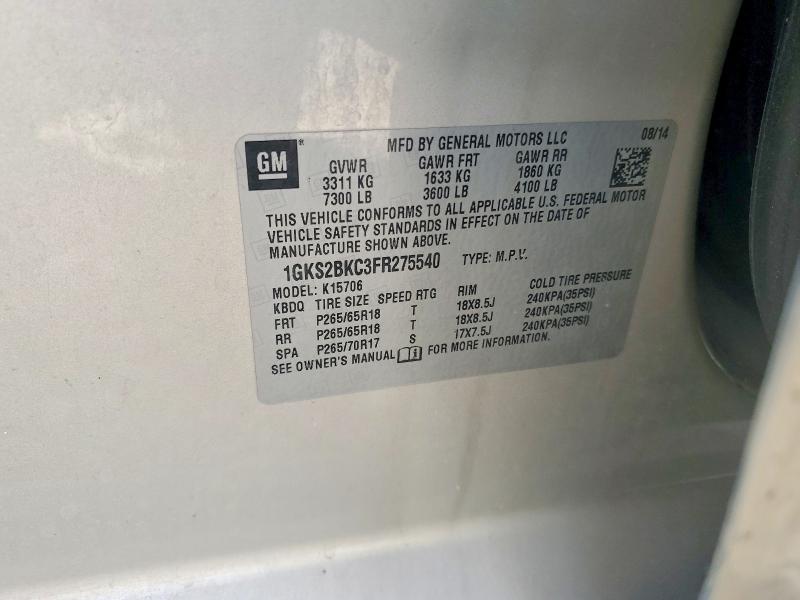 Продажа на аукционе авто 2015 Gmc Yukon, vin: 1GKS2BKC3FR275540, номер лота: 50363296