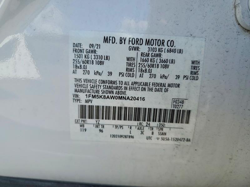 Продажа на аукционе авто 2021 Ford Explorer, vin: 1FM5K8AW0MNA20416, номер лота: 49234216