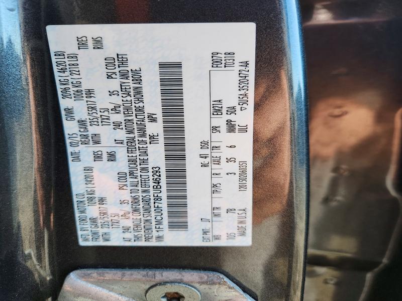 2015 Ford Escape მანქანა იყიდება აუქციონზე, vin: 1FMCU0F78FUB46293, აუქციონის ნომერი: 49141776