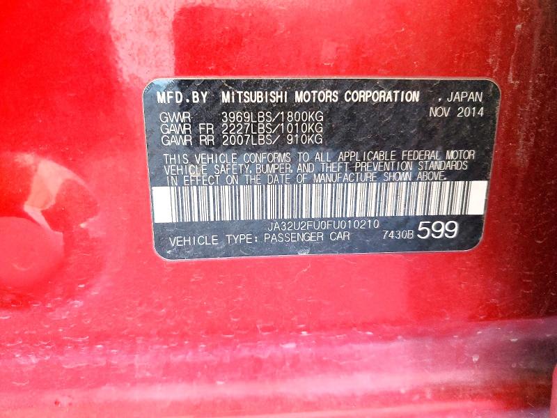 Продаж на аукціоні авто 2015 Mitsubishi Lancer, vin: JA32U2FU0FU010210, номер лоту: 48475606