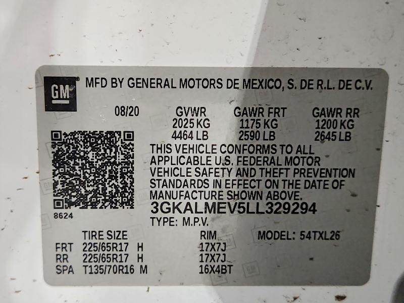 51587836 :رقم المزاد ، 3GKALMEV5LL329294 vin ، 2020 Gmc Terrain مزاد بيع