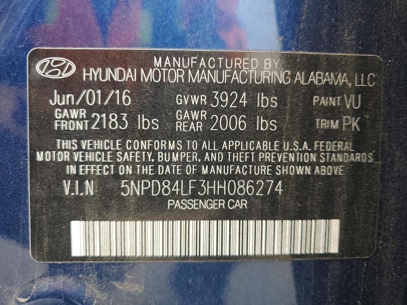 Продажа на аукционе авто 2017 Hyundai Elantra, vin: 5NPD84LF3HH086274, номер лота: 50518026