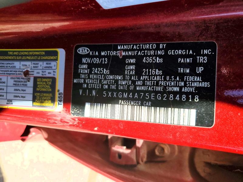 2014 Kia Optima მანქანა იყიდება აუქციონზე, vin: 5XXGM4A75EG284818, აუქციონის ნომერი: 48292846