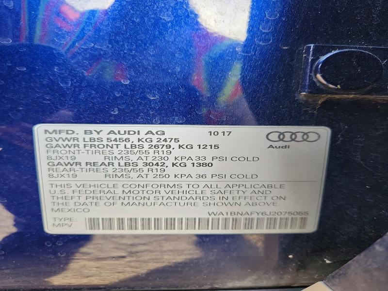 Продаж на аукціоні авто 2018 Audi Q5, vin: WA1BNAFY6J2075055, номер лоту: 49922516