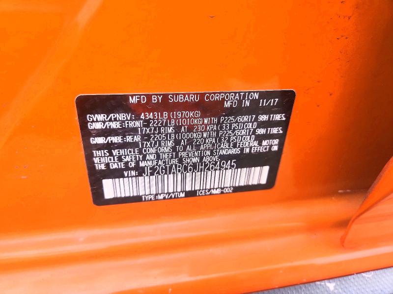 Aukcja sprzedaży 2018 Subaru Crosstrek, vin: JF2GTABC6JH264945, numer aukcji: 49722266