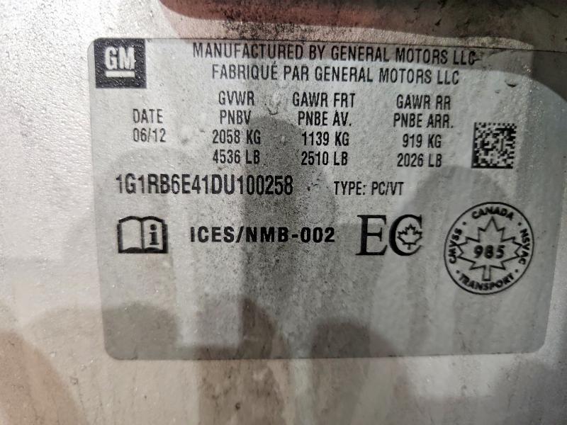 2013 Chev Volt მანქანა იყიდება აუქციონზე, vin: 1G1RB6E41DU100258, აუქციონის ნომერი: 49633366