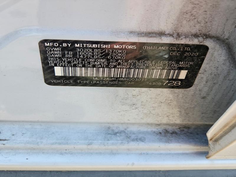Aukcja sprzedaży 2021 Mitsubishi Mirage, vin: ML32AUHJ8MH003071, numer aukcji: 51098356