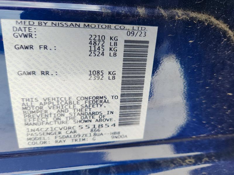 Aukcja sprzedaży 2024 Nissan Leaf, vin: 1N4CZ1CV0RC551854, numer aukcji: 49885606