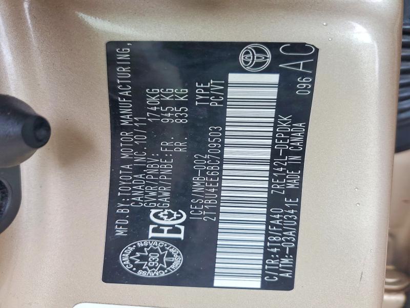 49301536 :رقم المزاد ، 2T1BU4EE6BC709503 vin ، 2011 Toyota Corolla مزاد بيع