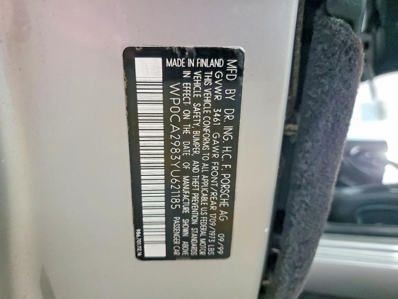 Aukcja sprzedaży 2000 Porsche Boxster, vin: WP0CA2983YU621185, numer aukcji: 51546506
