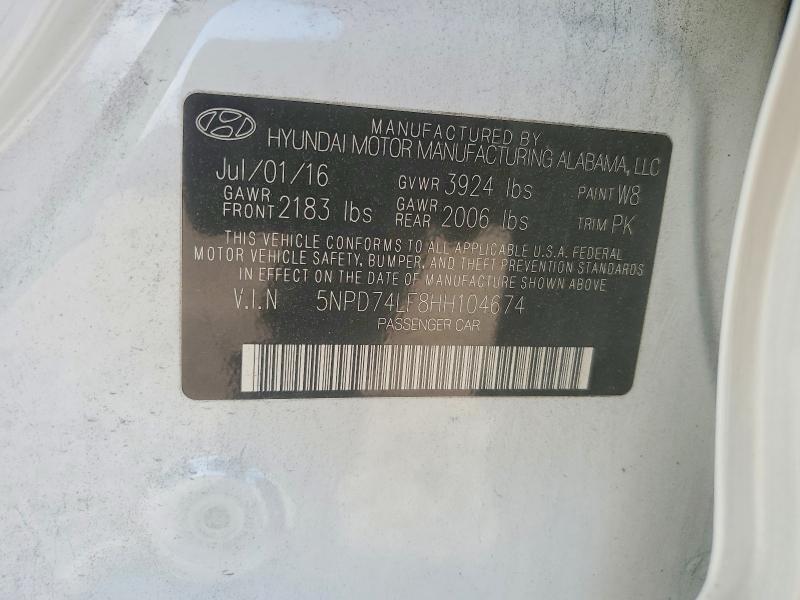 2017 Hyundai Elantra მანქანა იყიდება აუქციონზე, vin: 5NPD74LF8HH104674, აუქციონის ნომერი: 48252486