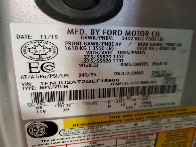 2016 Ford Expedition მანქანა იყიდება აუქციონზე, vin: 1FMJU2AT2GEF18908, აუქციონის ნომერი: 48519006