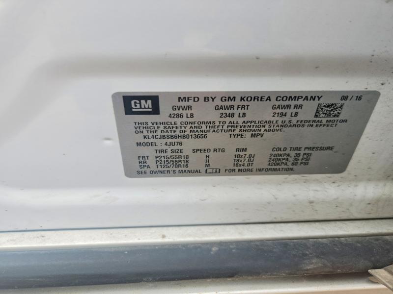 Aukcja sprzedaży 2017 Buick Encore, vin: KL4CJBSB6HB013656, numer aukcji: 48295576
