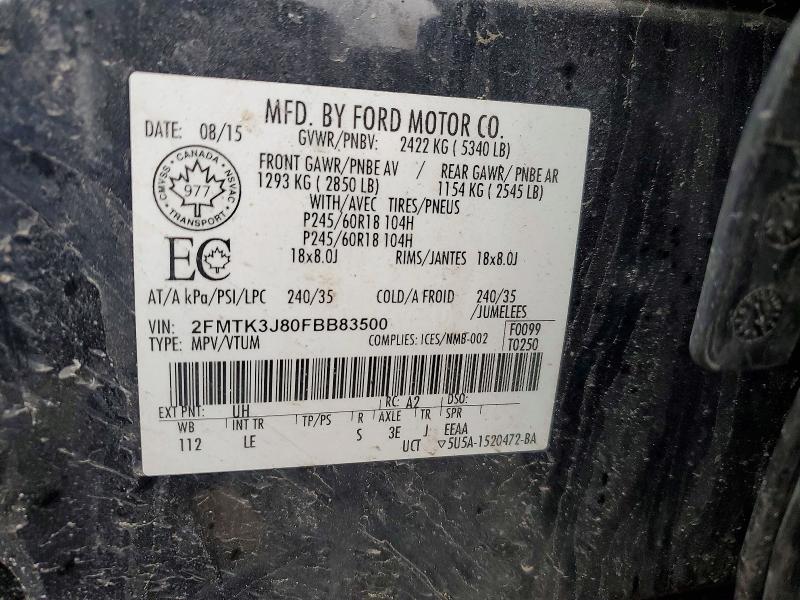 2015 Ford Edge მანქანა იყიდება აუქციონზე, vin: 2FMTK3J80FBB83500, აუქციონის ნომერი: 49619766