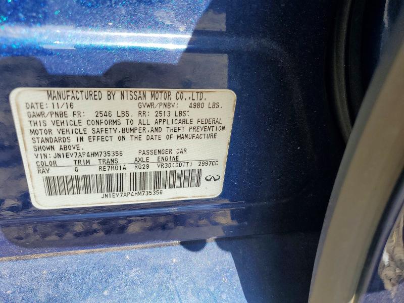 50240486 :رقم المزاد ، JN1EV7AP4HM735356 vin ، 2017 Infiniti Q50 مزاد بيع