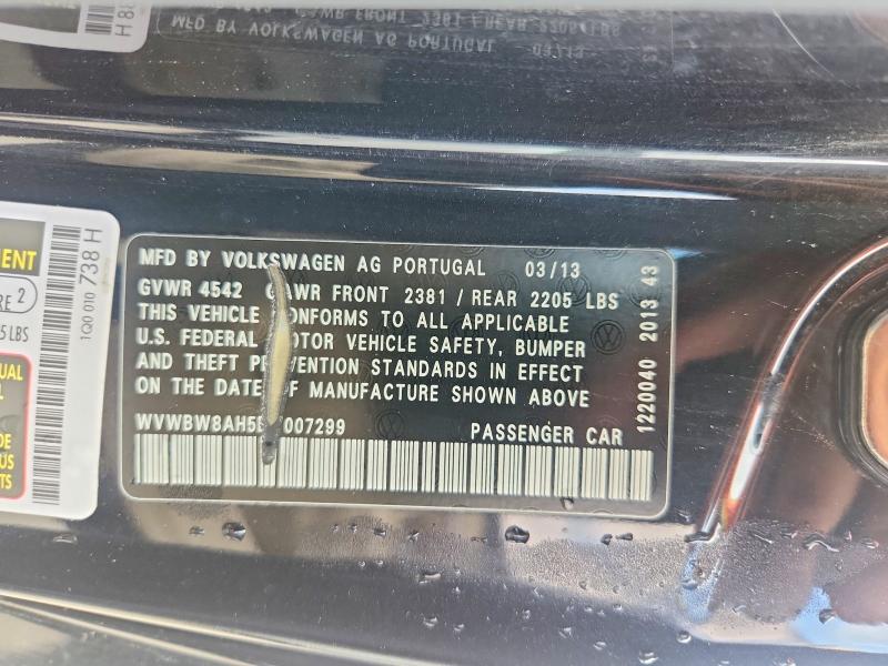 2013 Volkswagen Eos მანქანა იყიდება აუქციონზე, vin: WVWBW8AH5DV007299, აუქციონის ნომერი: 49344306
