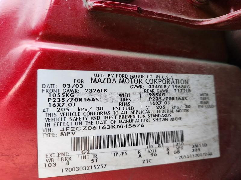 Продаж на аукціоні авто 2003 Mazda Tribute, vin: 4F2CZ06163KM45676, номер лоту: 48475636