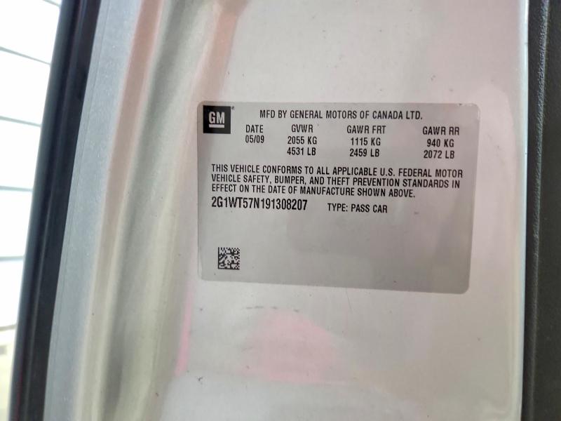 50500396 :رقم المزاد ، 2G1WT57N191308207 vin ، 2009 Chevrolet Impala مزاد بيع