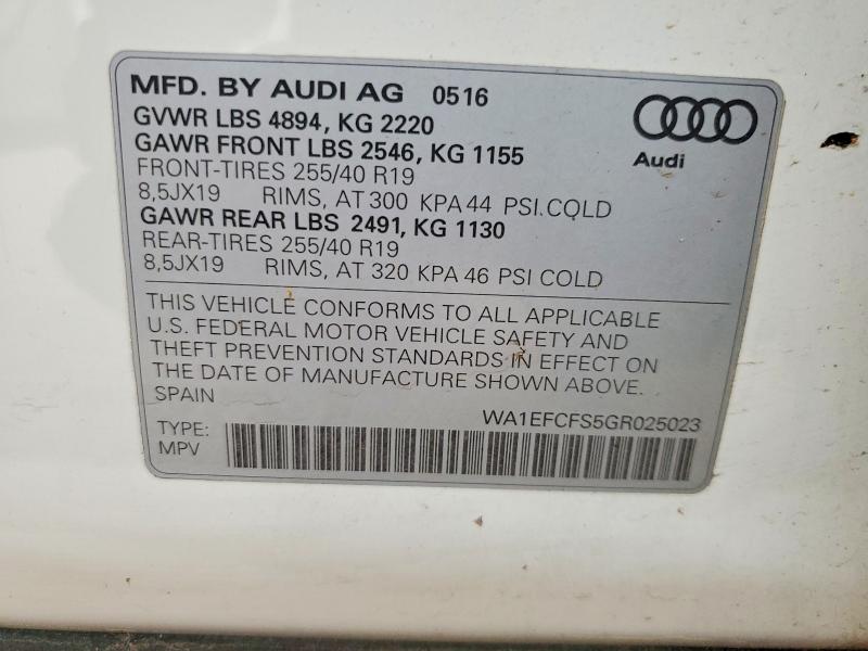 Aukcja sprzedaży 2016 Audi Q3, vin: WA1EFCFS5GR025023, numer aukcji: 48591586