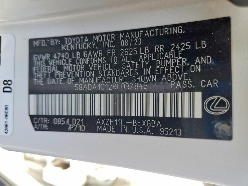 Продаж на аукціоні авто 2024 Lexus Es 300h, vin: 58ADA1C12RU037845, номер лоту: 49624826