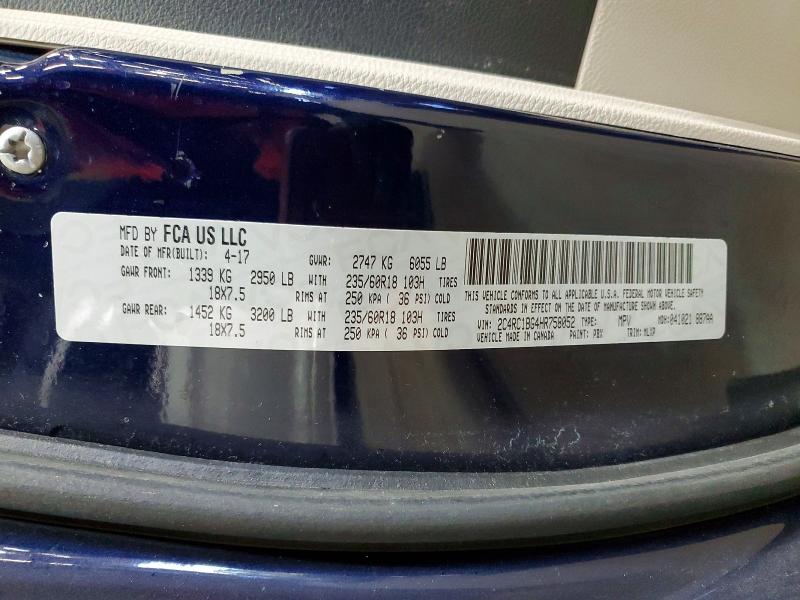 Продаж на аукціоні авто 2017 Chrysler Pacifica, vin: 2C4RC1BG4HR758052, номер лоту: 50879996