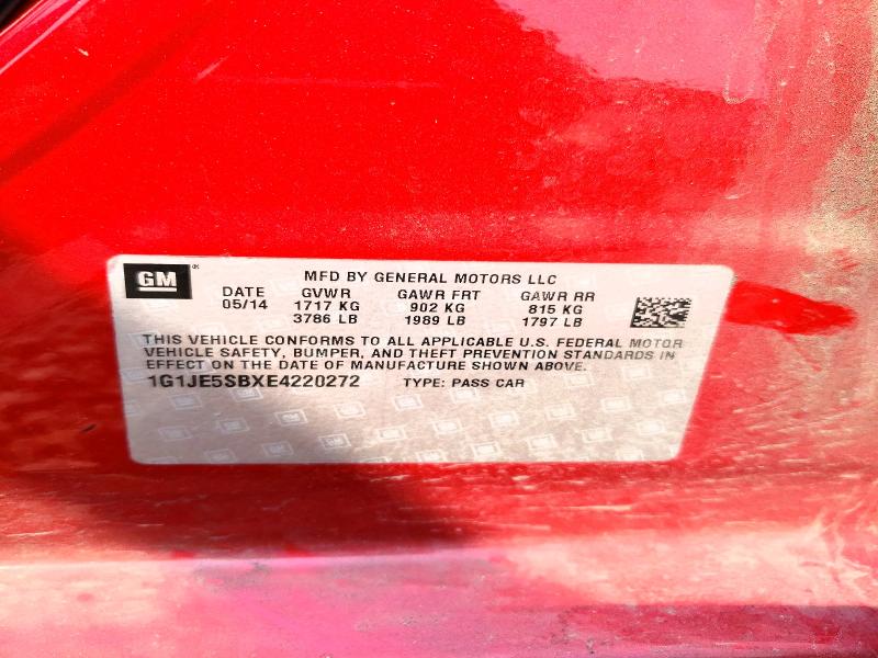 Aukcja sprzedaży 2014 Chevrolet Sonic, vin: 1G1JE5SBXE4220272, numer aukcji: 48953376