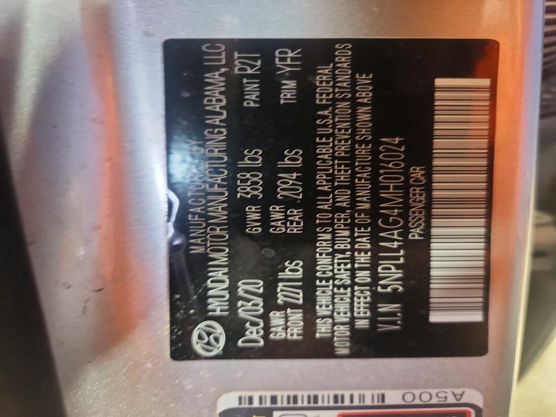 51298596 :رقم المزاد ، 5NPLL4AG4MH016024 vin ، 2021 Hyundai Elantra مزاد بيع