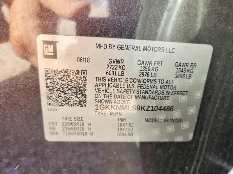 Продаж на аукціоні авто 2019 Gmc Acadia, vin: 1GKKNMLS9KZ104486, номер лоту: 48717156