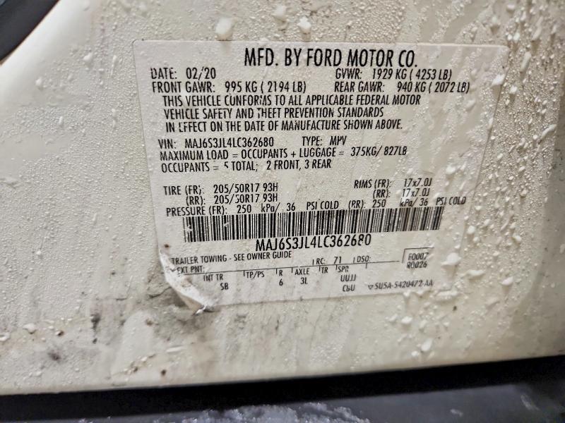 48672776 :رقم المزاد ، MAJ6S3JL4LC362680 vin ، 2020 Ford Ecosport مزاد بيع