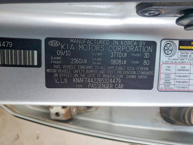 2011 Kia Forte მანქანა იყიდება აუქციონზე, vin: KNAFT4A22B5324479, აუქციონის ნომერი: 49129556
