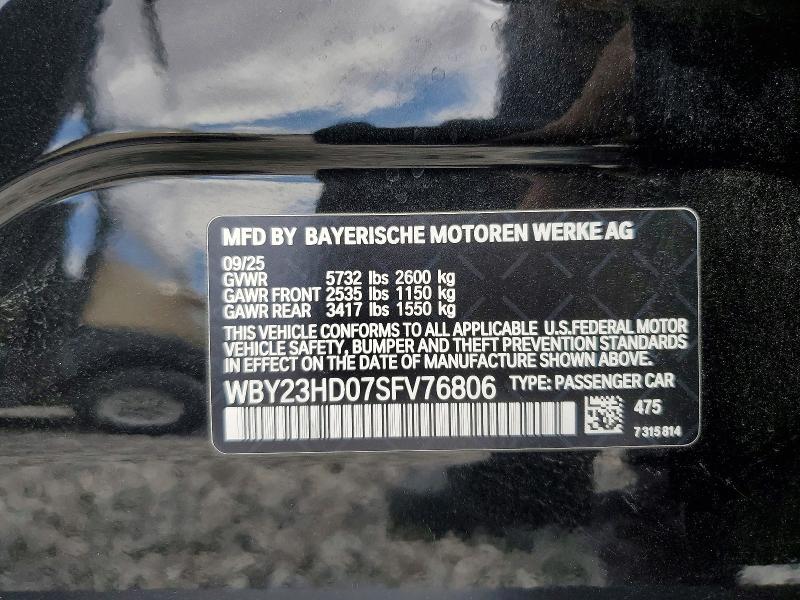 Продажа на аукционе авто 2025 Bmw I4, vin: WBY23HD07SFV76806, номер лота: 51186196