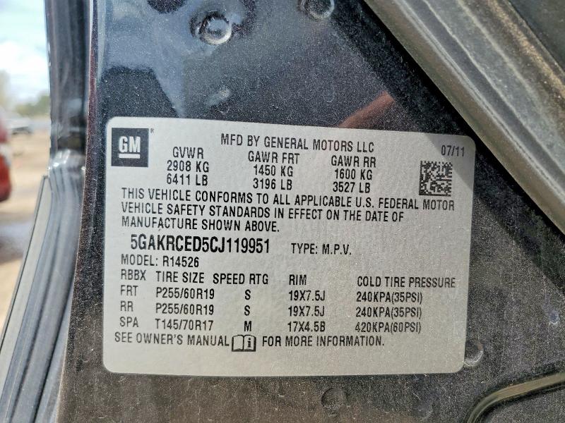Продаж на аукціоні авто 2012 Buick Enclave, vin: 5GAKRCED5CJ119951, номер лоту: 50950046