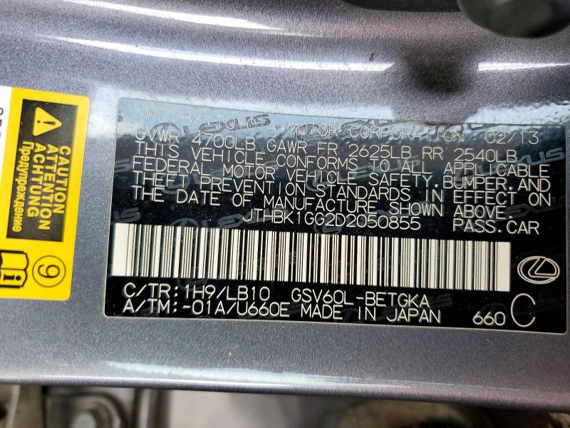 2013 Lexus Es მანქანა იყიდება აუქციონზე, vin: JTHBK1GG2D2050855, აუქციონის ნომერი: 49625406