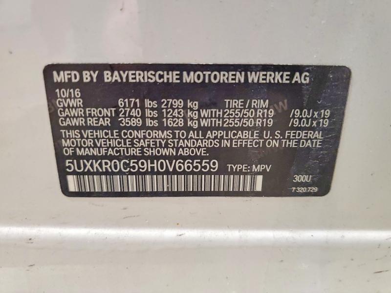 50898566 :رقم المزاد ، 5UXKR0C59H0V66559 vin ، 2017 Bmw X5 مزاد بيع