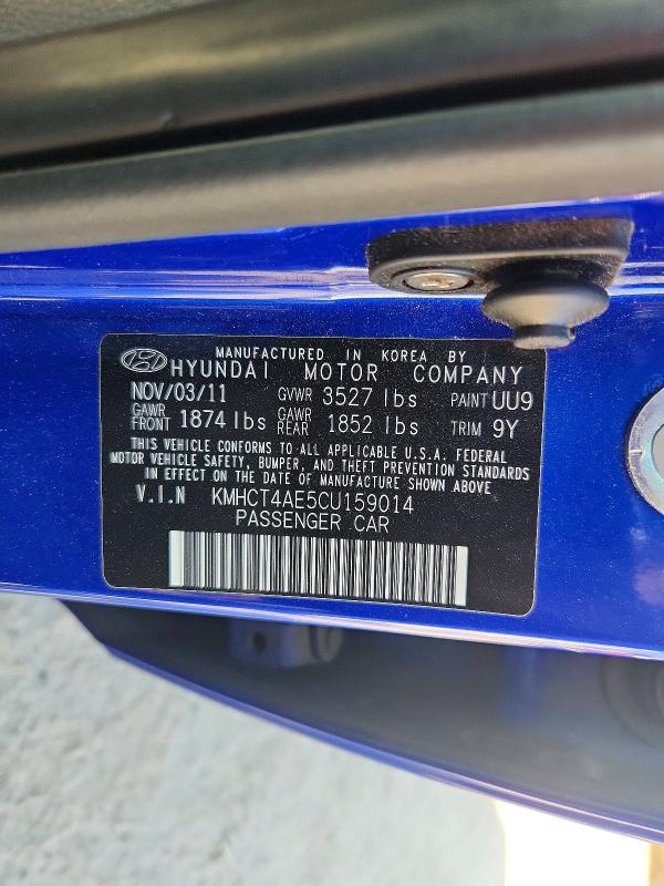 49860816 :رقم المزاد ، KMHCT4AE5CU159014 vin ، 2012 Hyundai Accent مزاد بيع