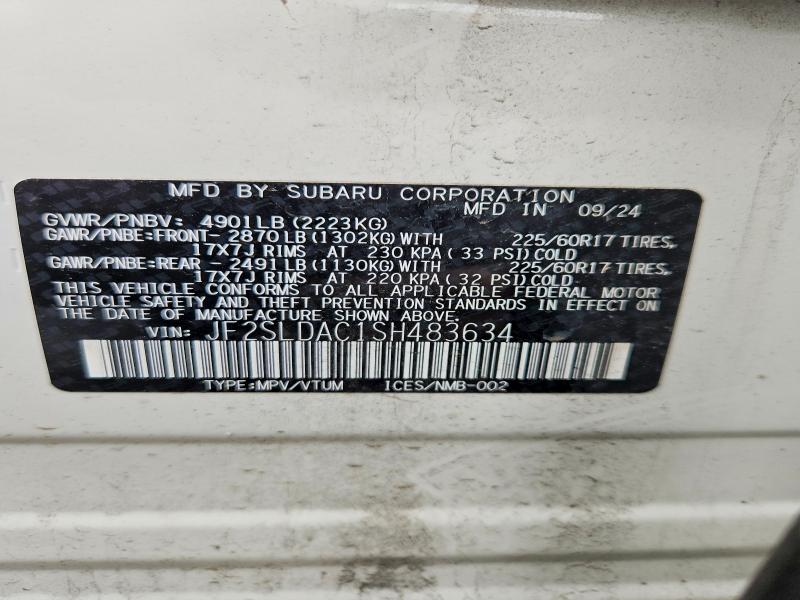 Aukcja sprzedaży 2025 Subaru Forester, vin: JF2SLDAC1SH483634, numer aukcji: 50611166