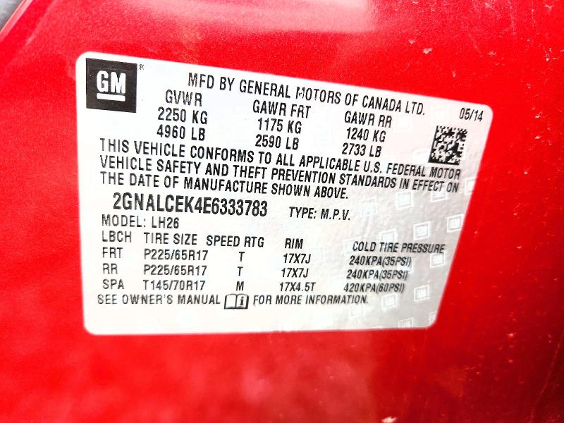 Aukcja sprzedaży 2014 Chevrolet Equinox, vin: 2GNALCEK4E6333783, numer aukcji: 49606346