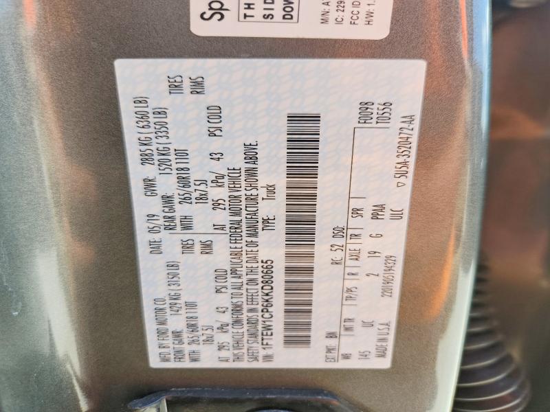 Aukcja sprzedaży 2019 Ford F150, vin: 1FTEW1CP6KKD80665, numer aukcji: 50843806