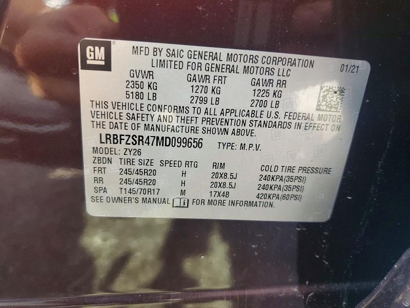 Aukcja sprzedaży 2021 Buick Envision, vin: LRBFZSR47MD099656, numer aukcji: 49836496
