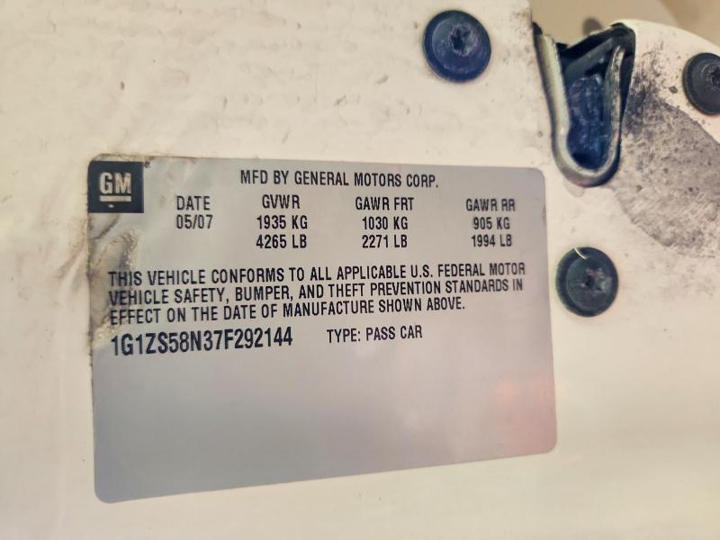 50383836 :رقم المزاد ، 1G1ZS58N37F292144 vin ، 2007 Chevrolet Malibu مزاد بيع