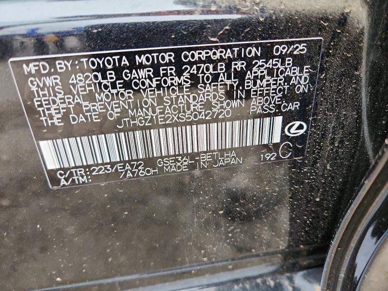 Aukcja sprzedaży 2025 Lexus Is 350, vin: JTHGZ1E2XS5042720, numer aukcji: 51634316